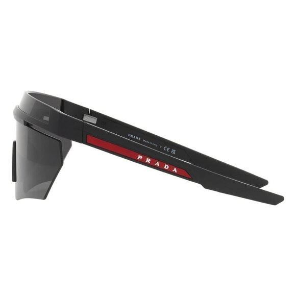 New PRADA LINEA ROSSA Black Rimless Shield PS 01YS 1BO-06F Sunglasses Women - Picture 3 of 3